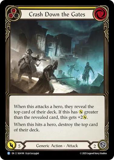 Flesh & Blood TCG High Seas Crash Down the Gates (Yellow) SEA199 Rare Near Mint