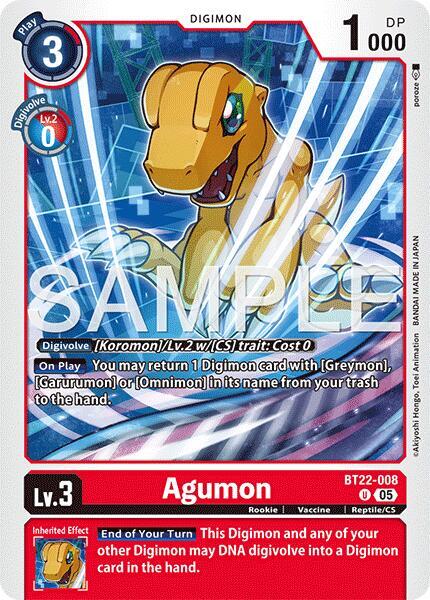 Digimon TCG Cyber Eden Agumon BT22-008 U Uncommon