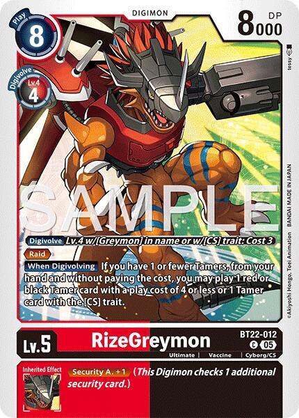 Digimon TCG Cyber Eden RizeGreymon BT22-012 C Common