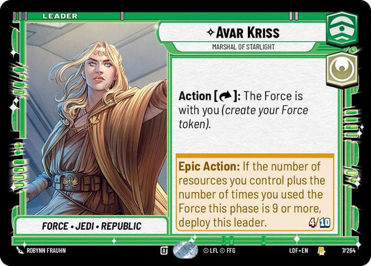 Star Wars Unlimited Legends of the Force Avar Kriss - Marshal of Starlight 007/264 Rare Near Mint