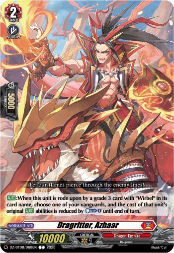 Cardfight Vanguard DZ-BT08: Knights 0f Rebirth Dragritter, Azhaar  DZ-BT08/068EN - C