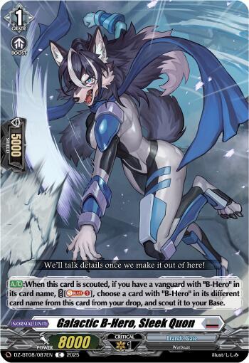 Cardfight Vanguard DZ-BT08: Knights 0f Rebirth Galatic B-Hero, Sleek Quon  DZ-BT08/087EN - C