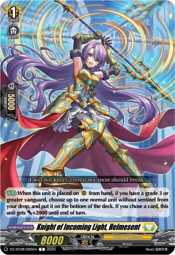 Cardfight Vanguard DZ-BT08: Knights 0f Rebirth Knight of Incoming Light, Helmesent  DZ-BT08/095EN - C