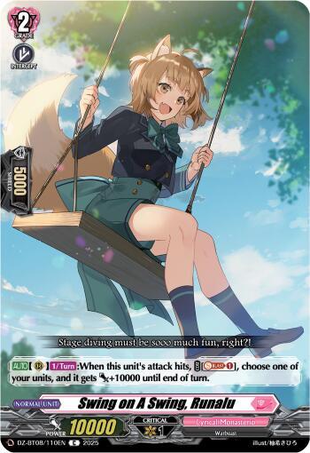 Cardfight Vanguard DZ-BT08: Knights 0f Rebirth Swing on a Swing, Runalu  DZ-BT08/110EN - C