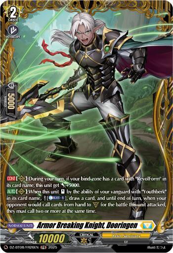 Cardfight Vanguard DZ-BT08: Knights 0f Rebirth Armor Breaking Knight, Dooringen (FR)  DZ-BT08/FR26EN - Frame Rare