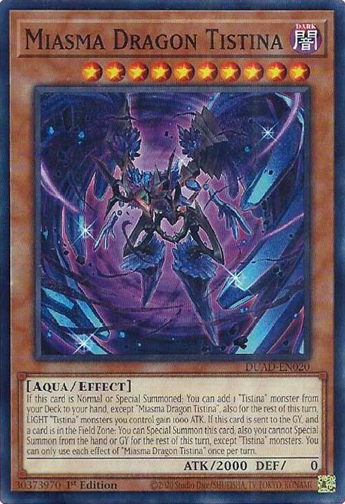 YuGiOh Duelist's Advance Miasma Dragon Tistina - DUAD-EN020 Common 1st Edition