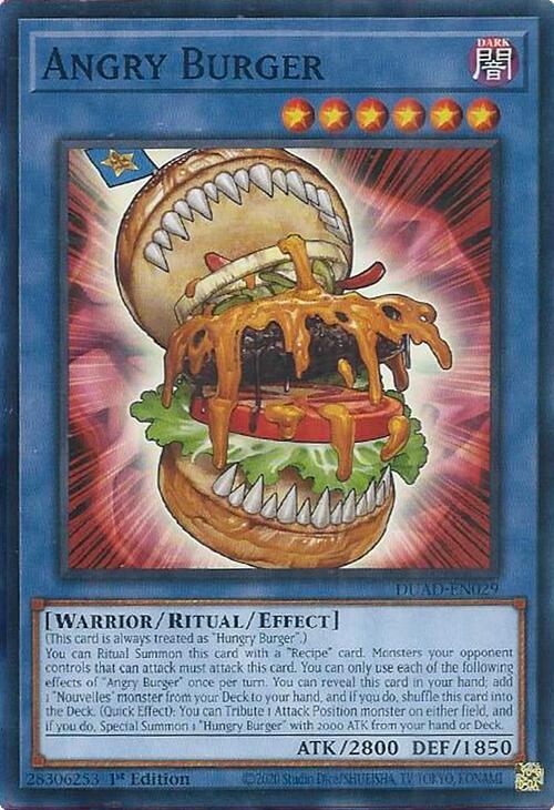 YuGiOh Duelist's Advance Angry Burger DUAD-EN029 Common Near Mint 1st Edition