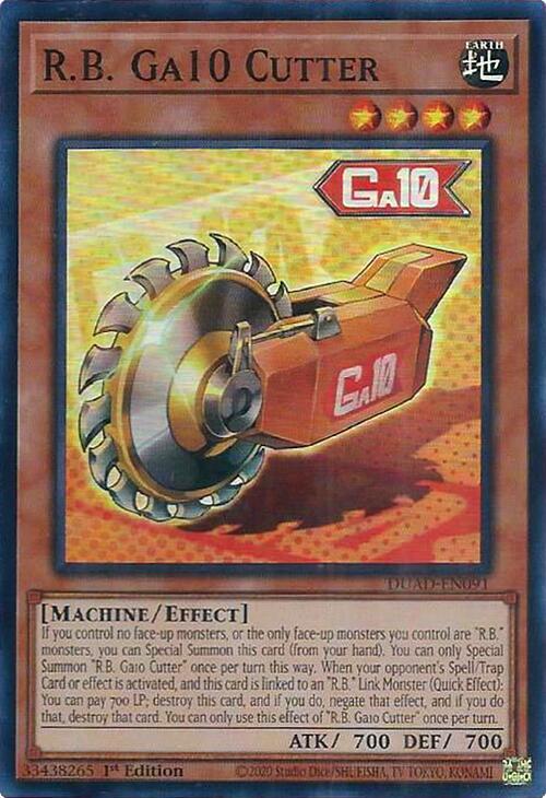 YuGiOh Duelist's Advance R.B. Ga10 Cutter - DUAD-EN091 Super Rare 1st Edition