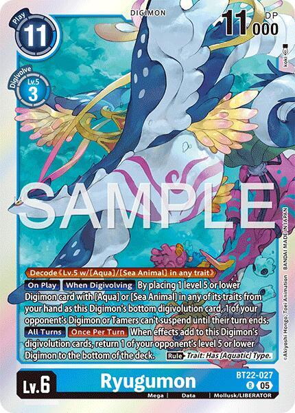 Digimon TCG Cyber Eden Ryugumon BT22-027 R Rare