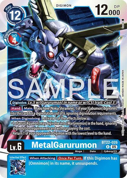 Digimon TCG Cyber Eden MetalGarurumon BT22-026 R Rare
