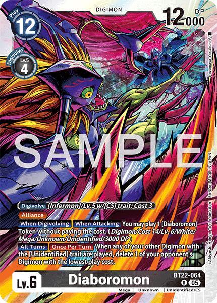 Digimon TCG Cyber Eden Diaboromon BT22-064 R Rare