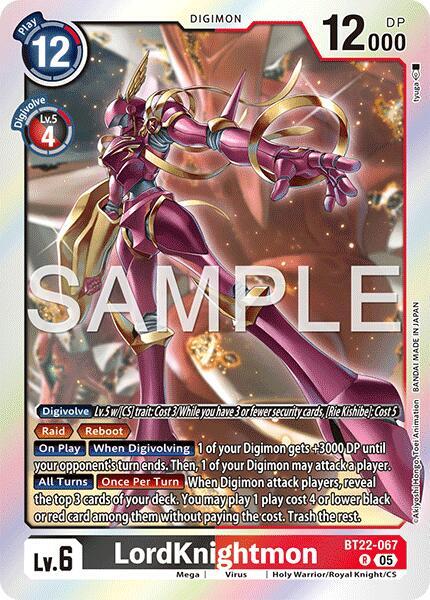 Digimon TCG Cyber Eden LordKnightmon BT22-067 R Rare