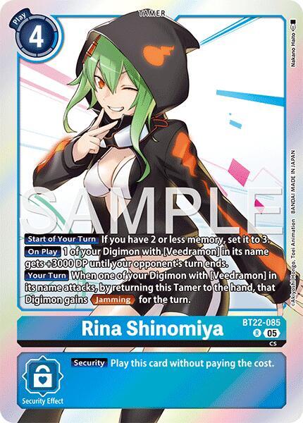 Digimon TCG Cyber Eden Rina Shinomiya BT22-085 R Rare