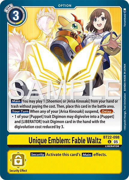 Digimon TCG Cyber Eden Unique Emblem: Fable Waltz BT22-098 U Uncommon