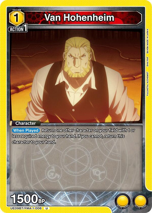 Union Arena UE09BT: FULLMETAL ALCHEMIST Van Hohenheim UE09BT/FMA-1-006 Uncommon