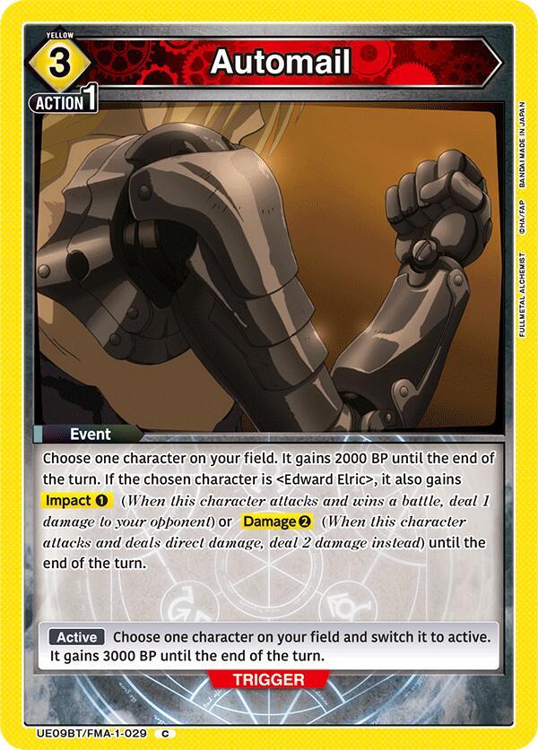 Union Arena UE09BT: FULLMETAL ALCHEMIST Automail UE09BT/FMA-1-029 Common Near Mint