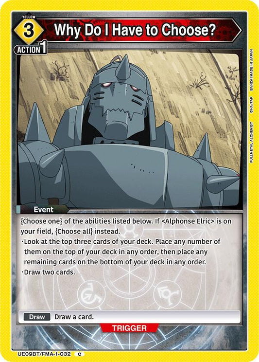 Union Arena UE09BT: FULLMETAL ALCHEMIST Why Do I Have to Choose? (032) UE09BT/FMA-1-032 Common