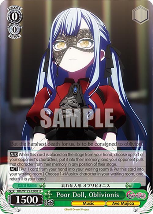 Weiss Schwarz MyGO!!!!! x Ave Mujica Poor Doll, Oblivionis BD/W125-E008 U Uncommon Near Mint