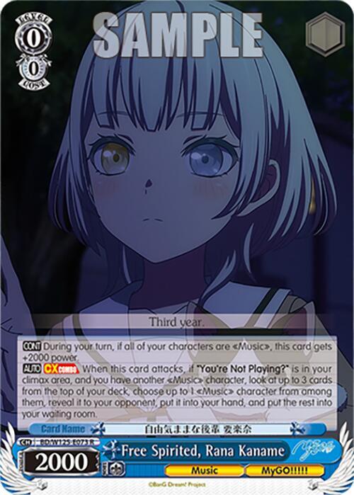 Weiss Schwarz MyGO!!!!! x Ave Mujica Free Spirited, Rana Kaname BD/W125-E073 R Rare Near Mint