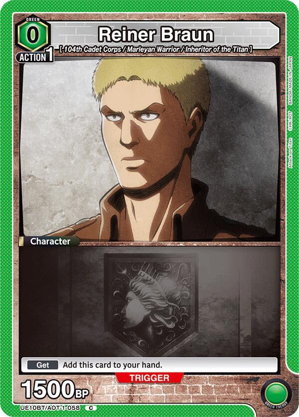 Union Arena UE10BT: Attack on Titan Reiner Braun (058) UE10BT/AOT-1-058 Common Near Mint