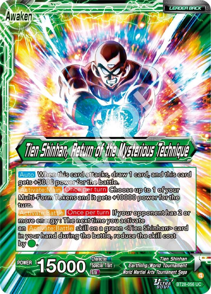 Dragon Ball Super CCG Prismatic Clash Tien Shinhan // Tien Shinhan, Return of the Mysterious Technique BT28-056 Uncommon Near Mint Foil