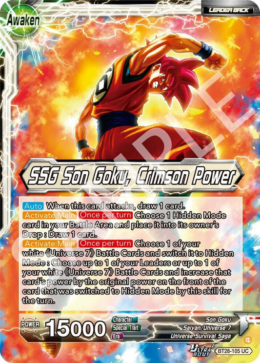 Dragon Ball Super CCG Prismatic Clash Son Goku // SSG Son Goku, Crimson Power BT28-105 Uncommon Near Mint Foil