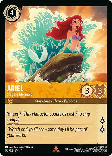 Disney Lorcana Fabled Ariel - Singing Mermaid 15/204 Rare