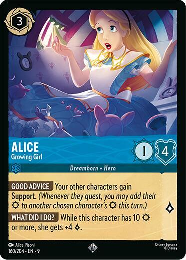 Disney Lorcana Fabled Alice - Growing Girl 160/204 Super Rare