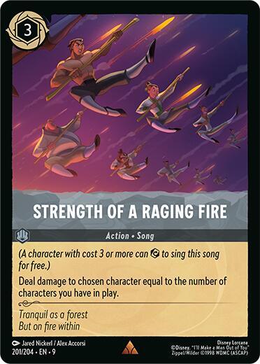Disney Lorcana Fabled Strength of a Raging Fire 201/204 Rare Cold Foil