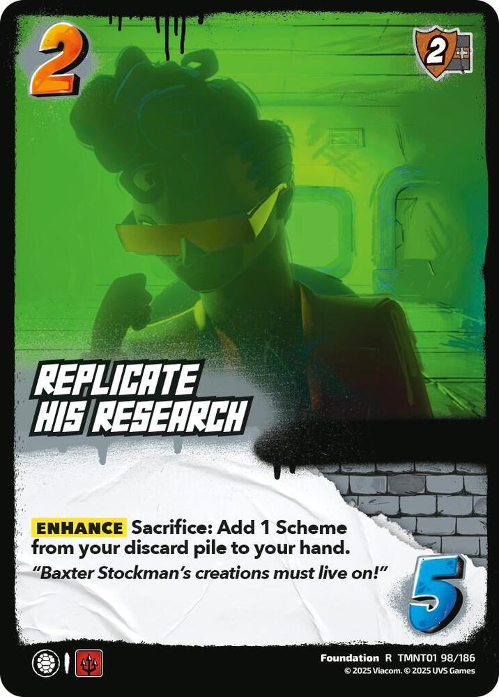 UniVersus Teenage Mutant Ninja Turtles Replicate His Research TMNT01 98/186 Rare Near Mint Foil