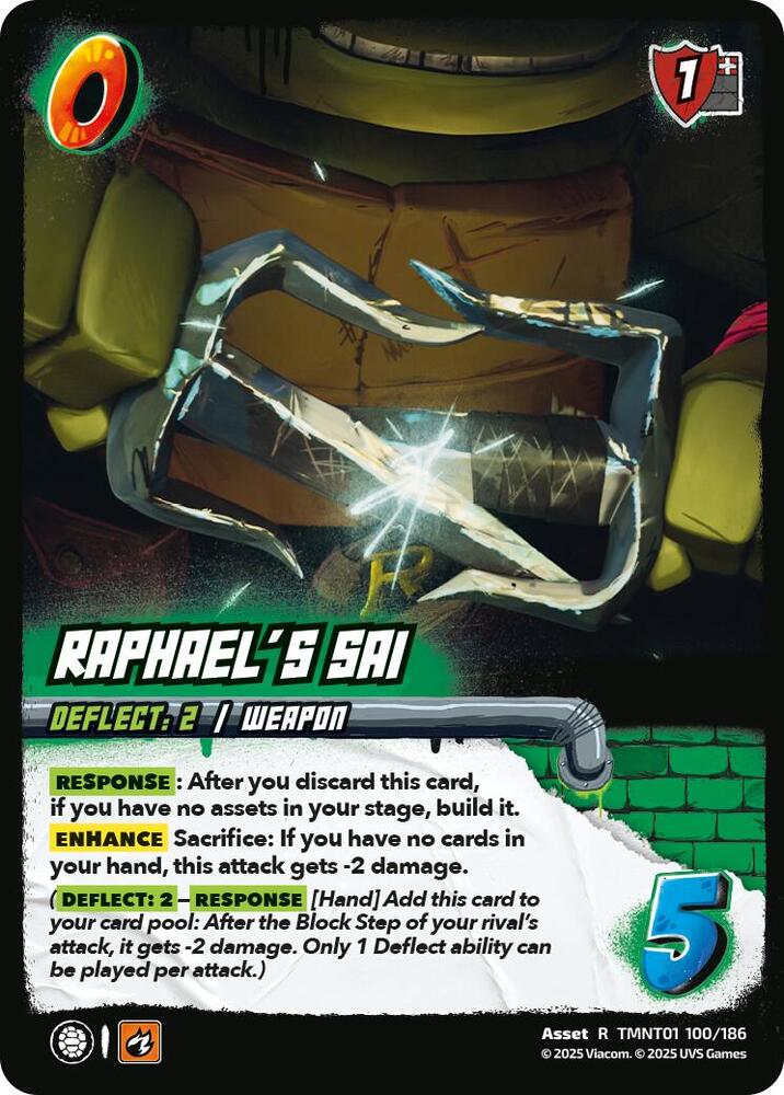UniVersus Teenage Mutant Ninja Turtles Raphael's Sai TMNT01 100/186 Rare Near Mint Foil
