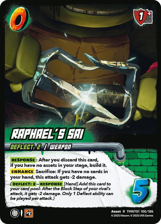 UniVersus Teenage Mutant Ninja Turtles Raphael's Sai TMNT01 100/186 Rare Near Mint Foil
