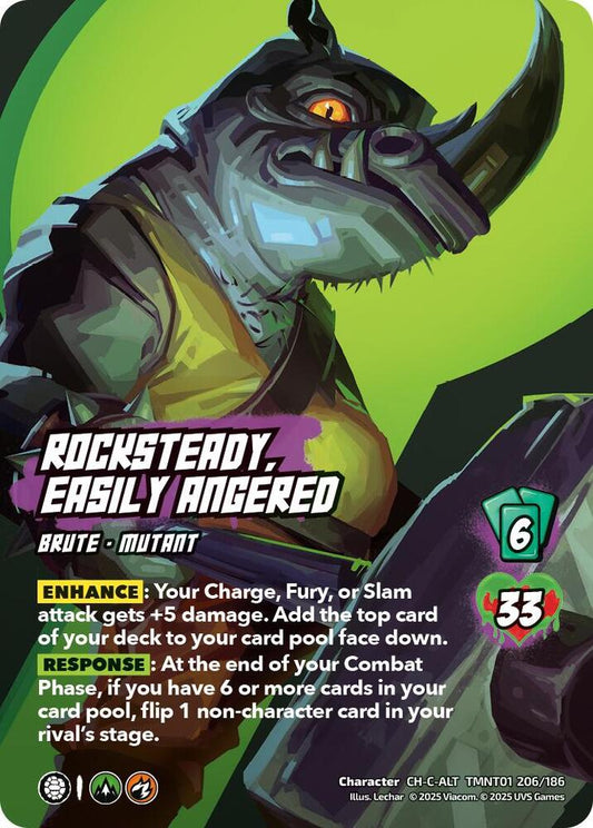 UniVersus Teenage Mutant Ninja Turtles Rocksteady, Easily Angered (Alternate Art) TMNT01 206/186 Character Common Alternate Art Near Mint Foil