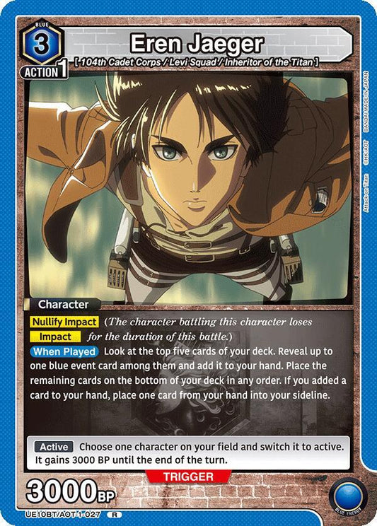 Union Arena UE10BT: Attack on Titan Eren Jaeger (027) UE10BT/AOT-1-027 Rare