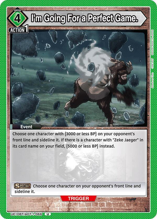 Union Arena UE10BT: Attack on Titan I'm Going For a Perfect Game. UE10BT/AOT-1-066 Uncommon