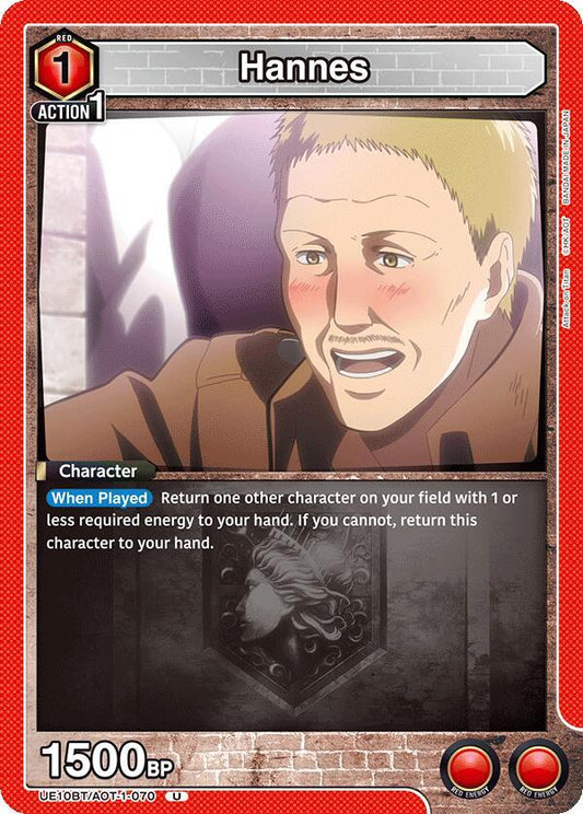 Union Arena UE10BT: Attack on Titan Hannes UE10BT/AOT-1-070 Uncommon Near Mint