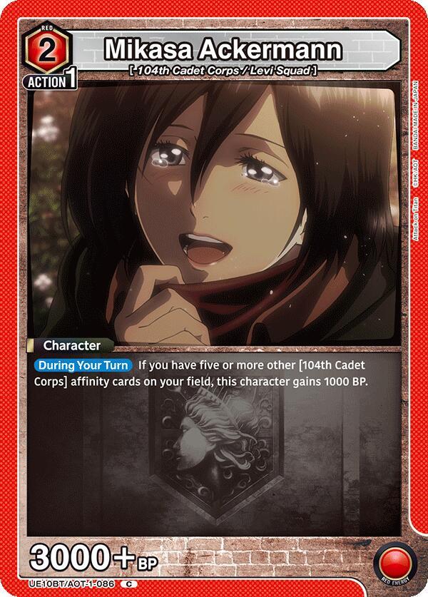 Union Arena UE10BT: Attack on Titan Mikasa Ackermann (086) UE10BT/AOT-1-086 Common Near Mint