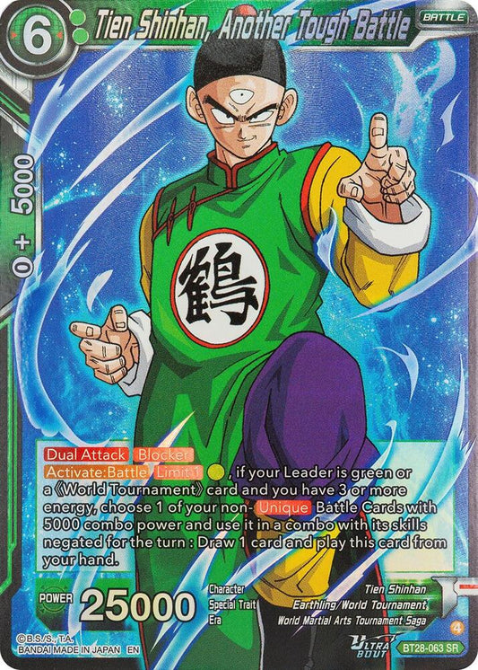Dragon Ball Super: Masters Prismatic Clash Tien Shinhan, Another Tough Battle BT28-063 Super Rare