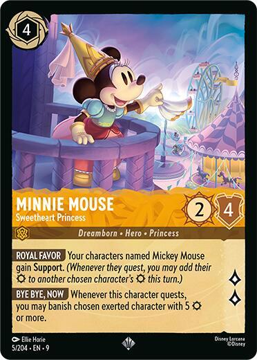 Disney Lorcana Fabled Minnie Mouse - Sweetheart Princess 5/204 Super Rare Cold Foil