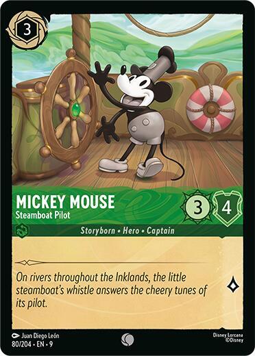 Disney Lorcana Fabled Mickey Mouse - Steamboat Pilot 80/204 Common Cold Foil