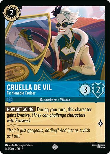 Disney Lorcana Fabled Cruella De Vil - Fashionable Cruiser 145/204 Common