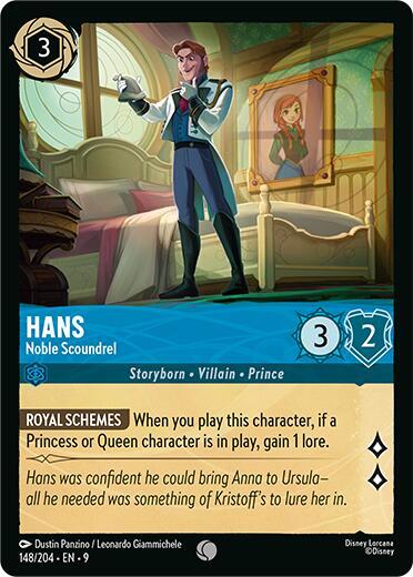Disney Lorcana Fabled Hans - Noble Scoundrel 148/204 Common Cold Foil