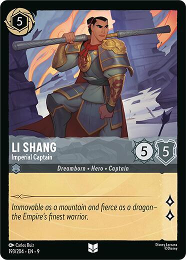 Disney Lorcana Fabled Li Shang - Imperial Captain 193/204 Uncommon