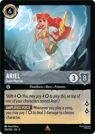 Disney Lorcana Fabled Ariel - Sonic Warrior 195/204 Rare Cold Foil