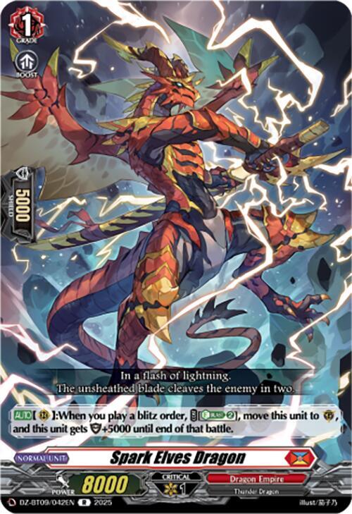 Cardfight Vanguard DZ-BT09: Super Brave Detonation Spark Elves Dragon DZ-BT09/042EN R Near Mint