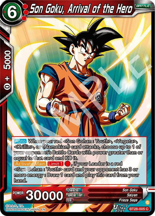 Dragon Ball Super CCG Prismatic Clash Son Goku, Arrival of the Hero BT28-005 Common Near Mint