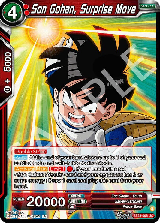 Dragon Ball Super CCG Prismatic Clash Son Gohan, Surprise Move BT28-006 Uncommon Near Mint Foil