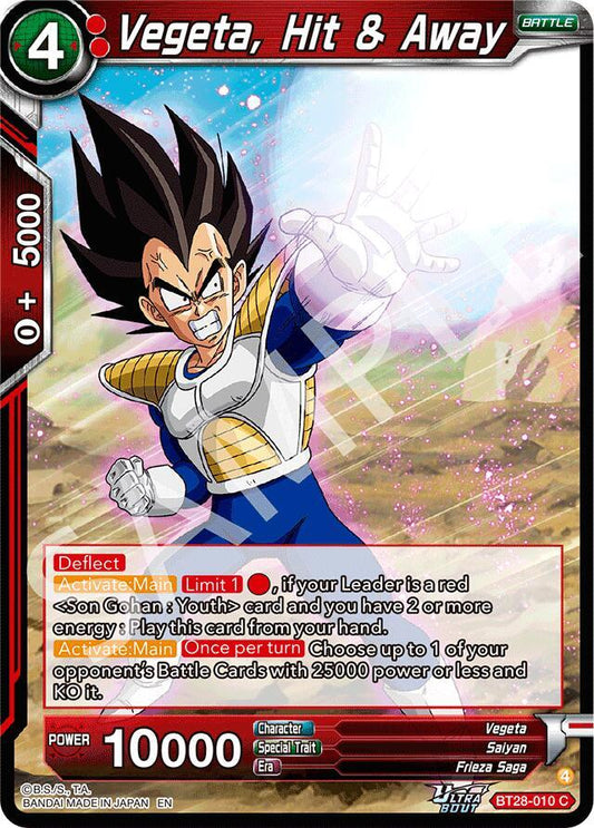 Dragon Ball Super: Masters Prismatic Clash Vegeta, Hit & Away BT28-010 Common