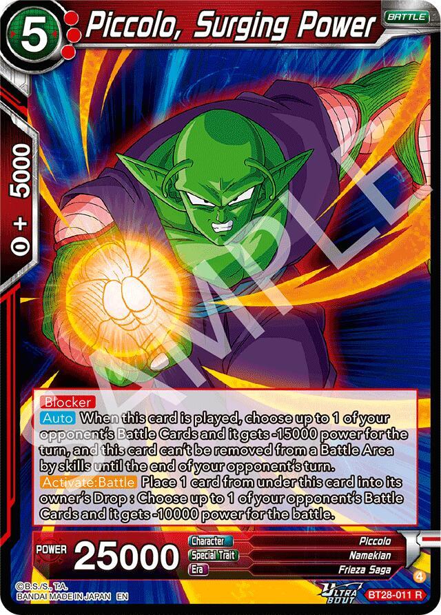 Dragon Ball Super CCG Prismatic Clash Piccolo, Surging Power BT28-011 Rare Near Mint Foil