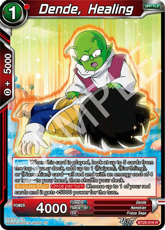 Dragon Ball Super CCG Prismatic Clash Dende, Healing BT28-016 Rare Near Mint Foil